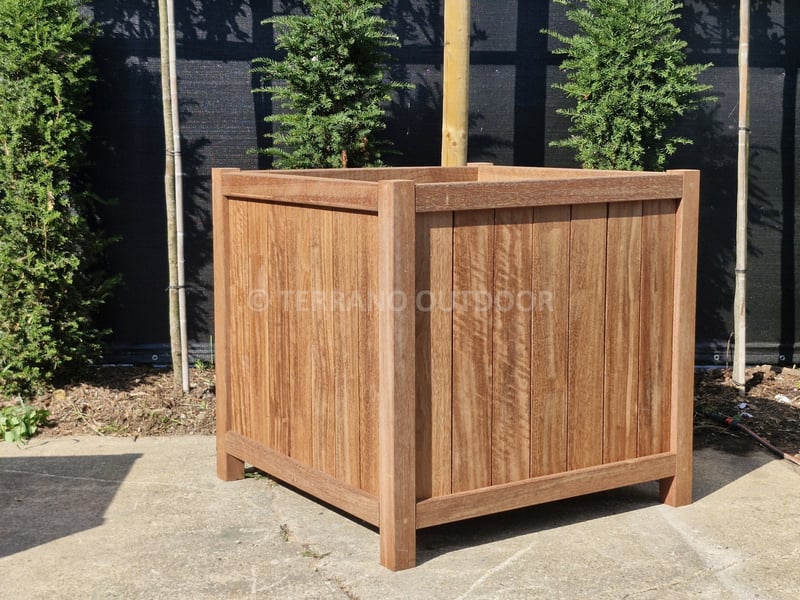 Azobé plantenbak 100x100x100 cm met beplanting – Terrano Outdoor Berlare
