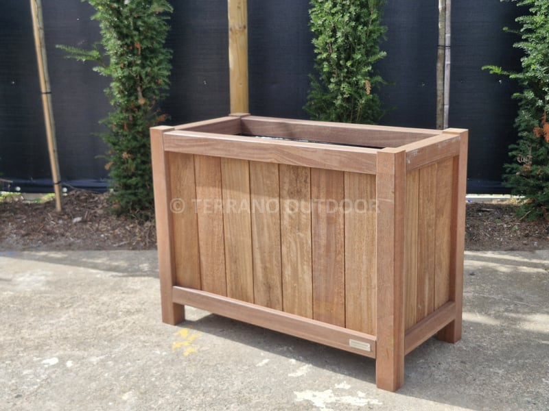 Azobé plantenbak 100x50x80 cm met beplanting – Terrano Outdoor Berlare